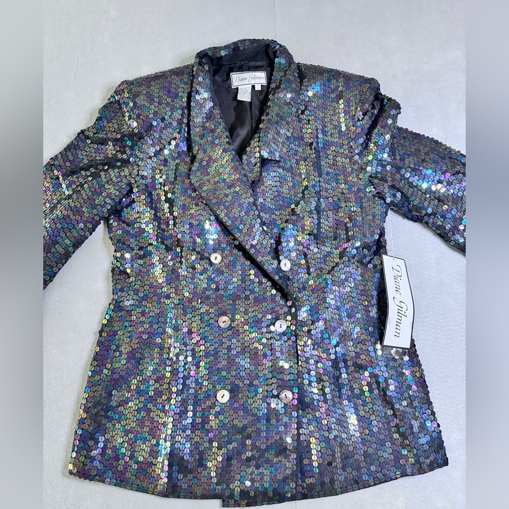 Diane Gilman iridescent sequin double-breasted blazer - Multicolor